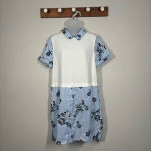 ECI Floral Button Preppy Embroidered Dress Size 10